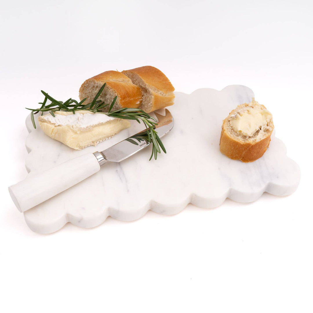 White Marble Scalloped Cheese Board