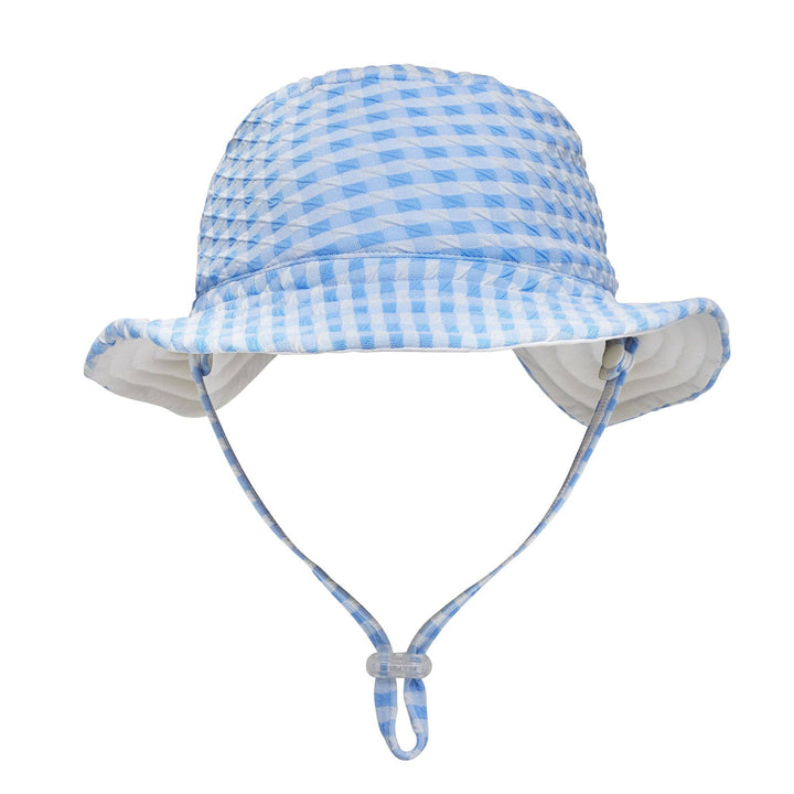 Seaside Gingham Reversible Bucket Hat: S (0-2y)