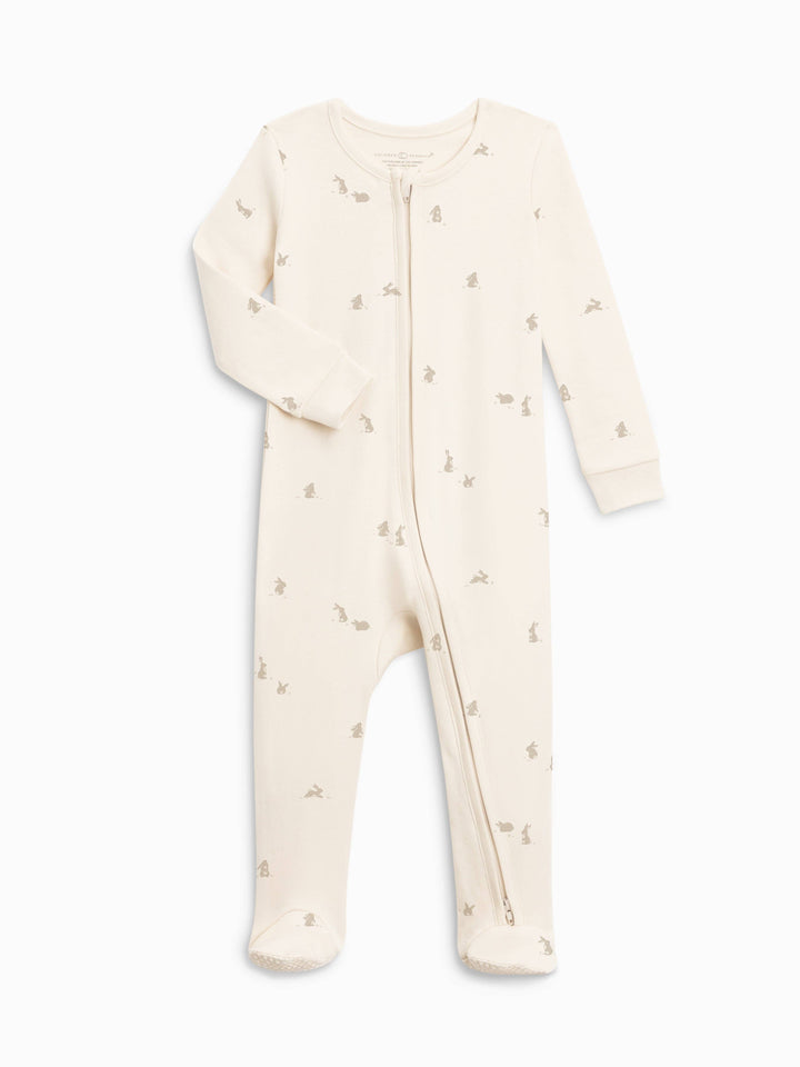 Peyton Zipper Sleeper - Bunny / Oat + Clay