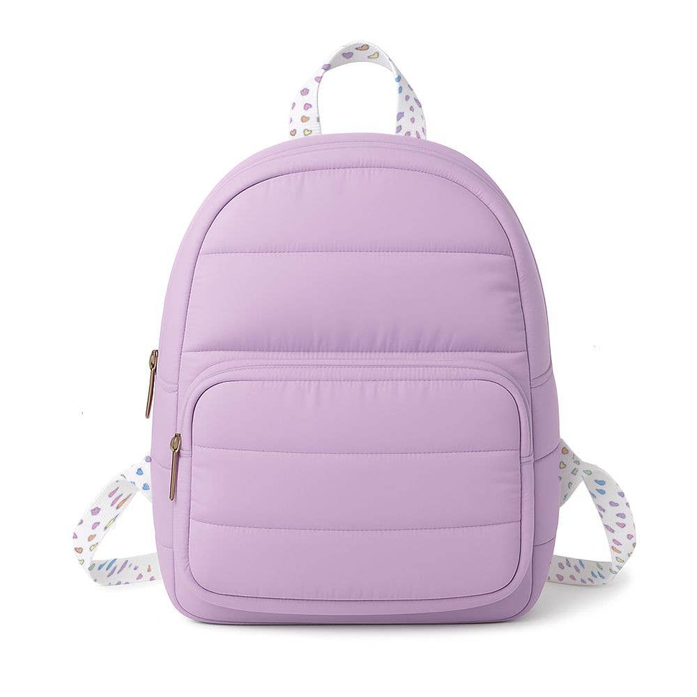 Purple Puffer Mini backpack with rainbow remix