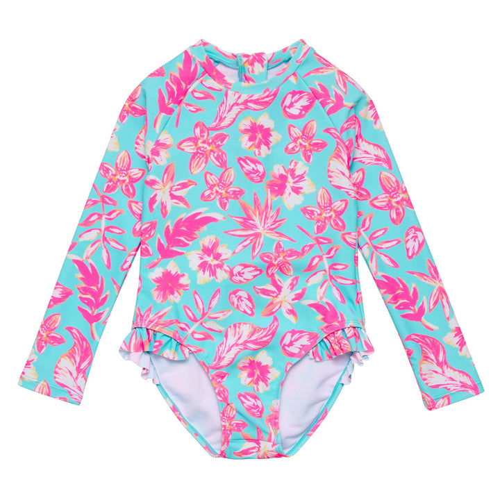 Tropical Glow Recycled Leg Frill Surf Suit