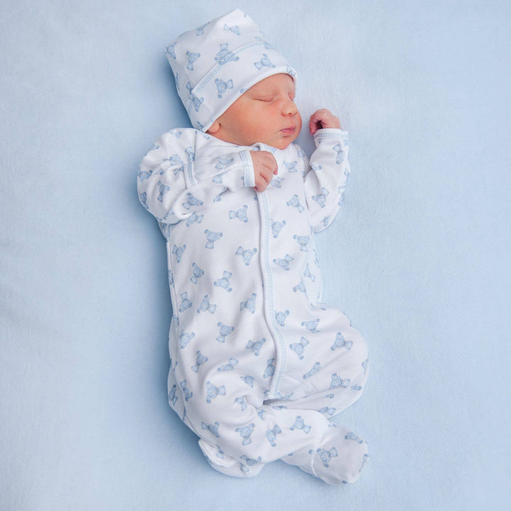 Baby's Teddy Footie - Light Blue: Newborn