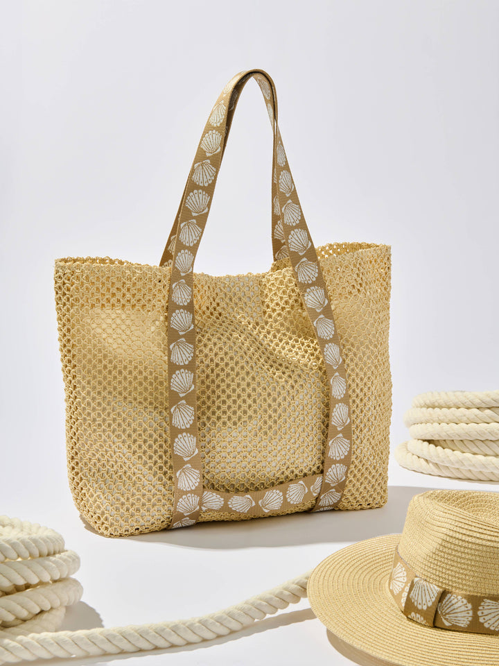 SHELLY TOTE AND HAT SET,TAN