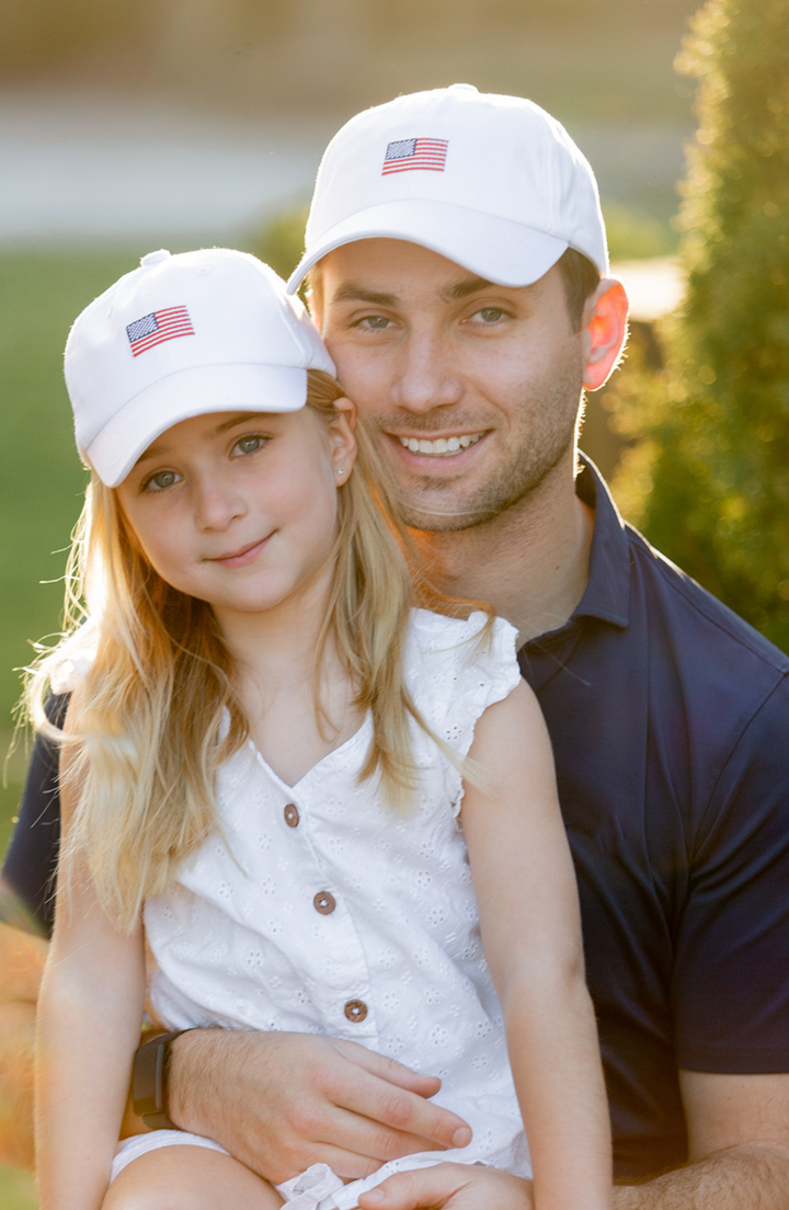 2026 American Flag Bow Baseball Hat: Baby/Todder (Ages 0-2)