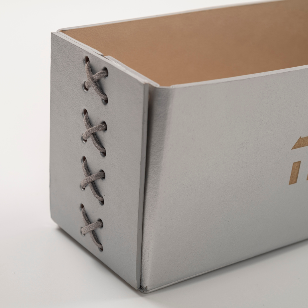 Vegan Leather Matzah Holder Silver