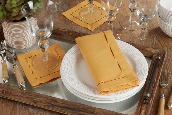 White Hemstitch Cocktail Napkin /6" Set of 4