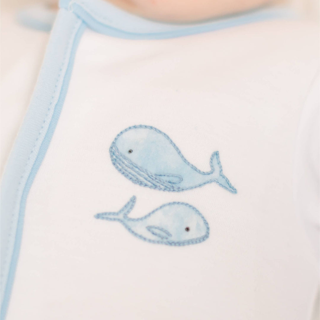 Azure Whales Footie - Light Blue