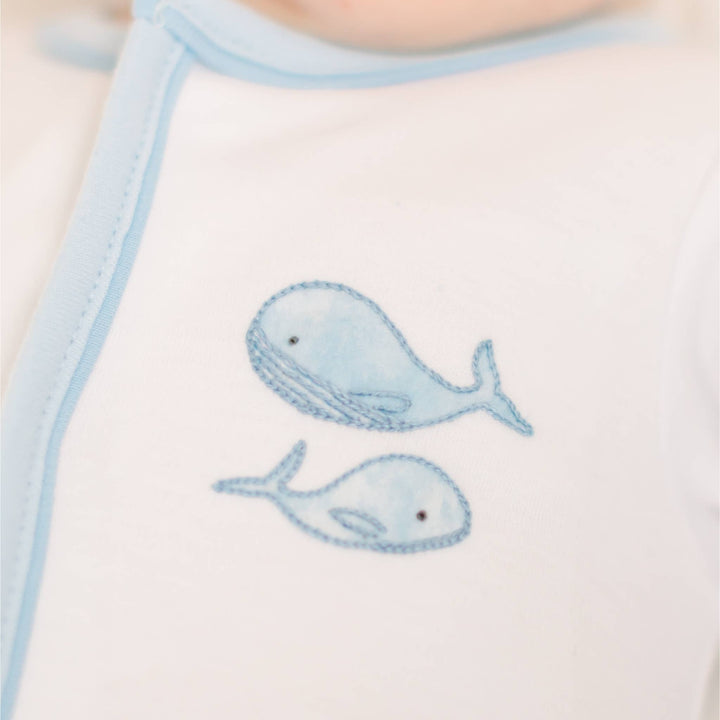 Azure Whales Footie - Light Blue