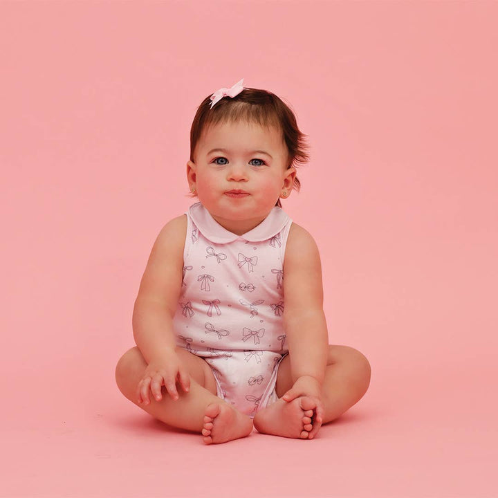 Bows Bubble Romper in Pink