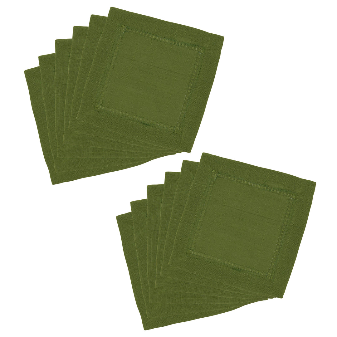 Cocktail Napkin With Hemstitch Border: Ivory / 6" set of 4