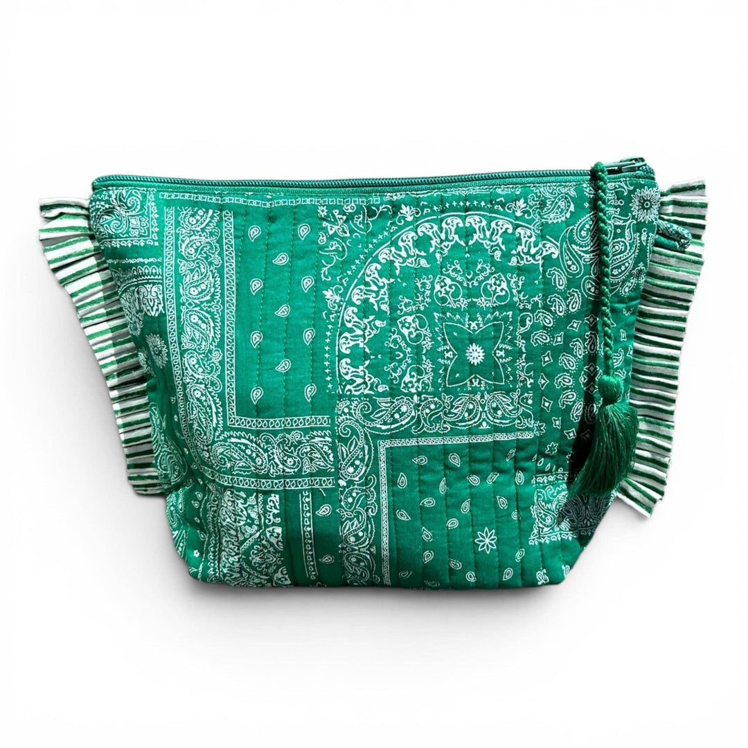 La Plage Ruffle Pouch Patchwork Bandana Green