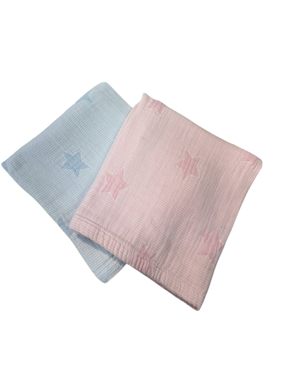 Seersucker with Stars Baby Blanket: Blue / Crib