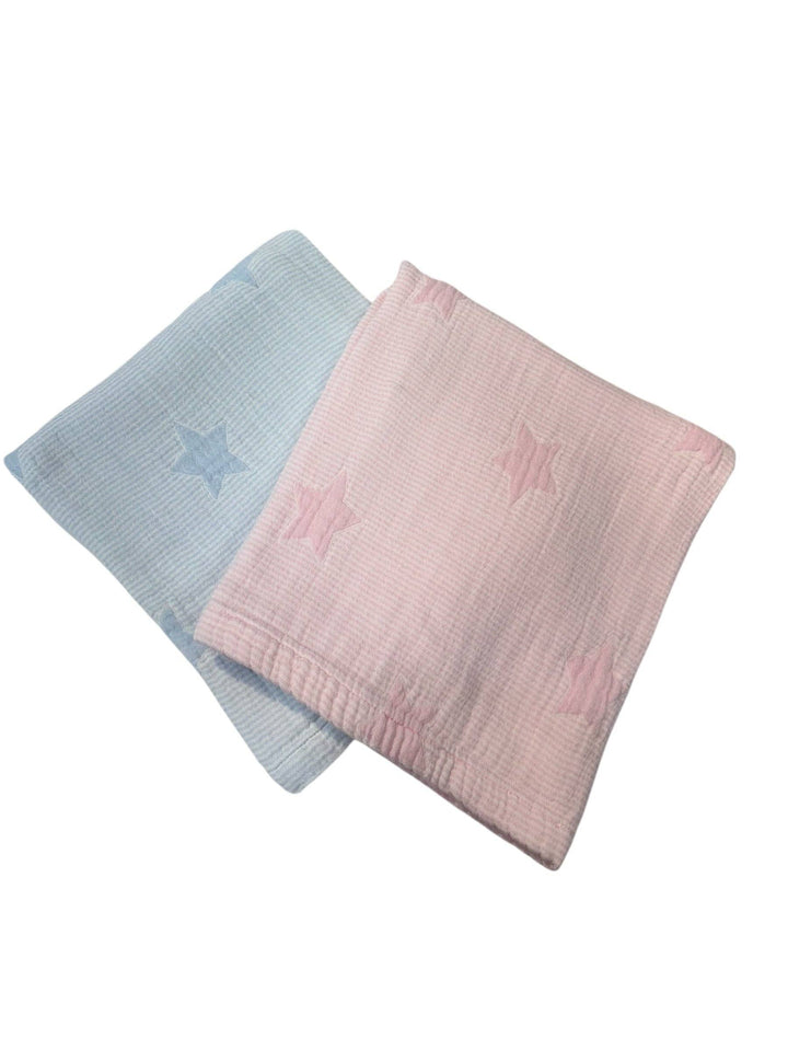 Seersucker with Stars Baby Blanket: Blue / Crib