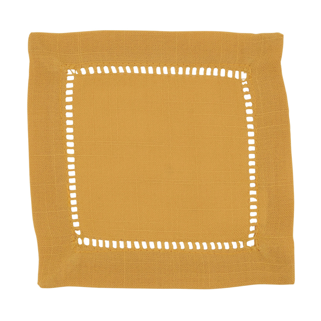 Cocktail Napkin With Hemstitch Border: Ivory / 6" set of 4