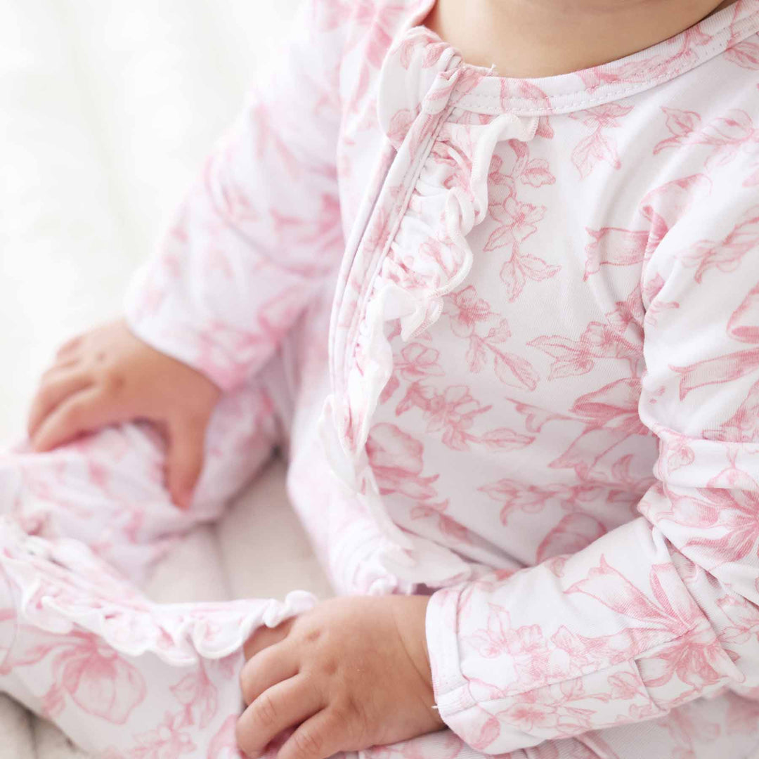 Fancy Frills Ruffle Zipper Footie: Newborn