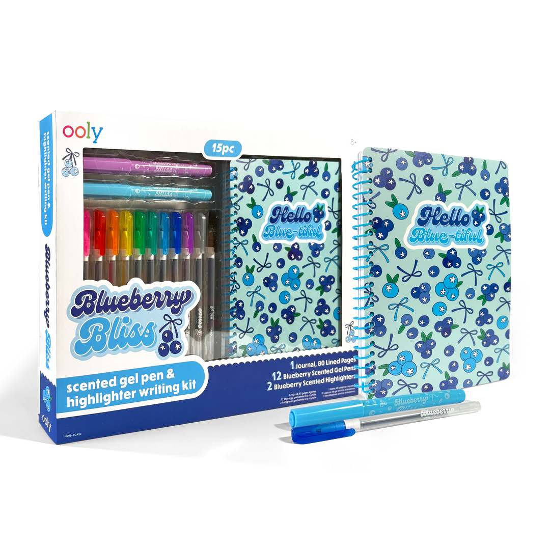 Blueberry Bliss: Scented Gel Pen & Highlighter Writing Kit (