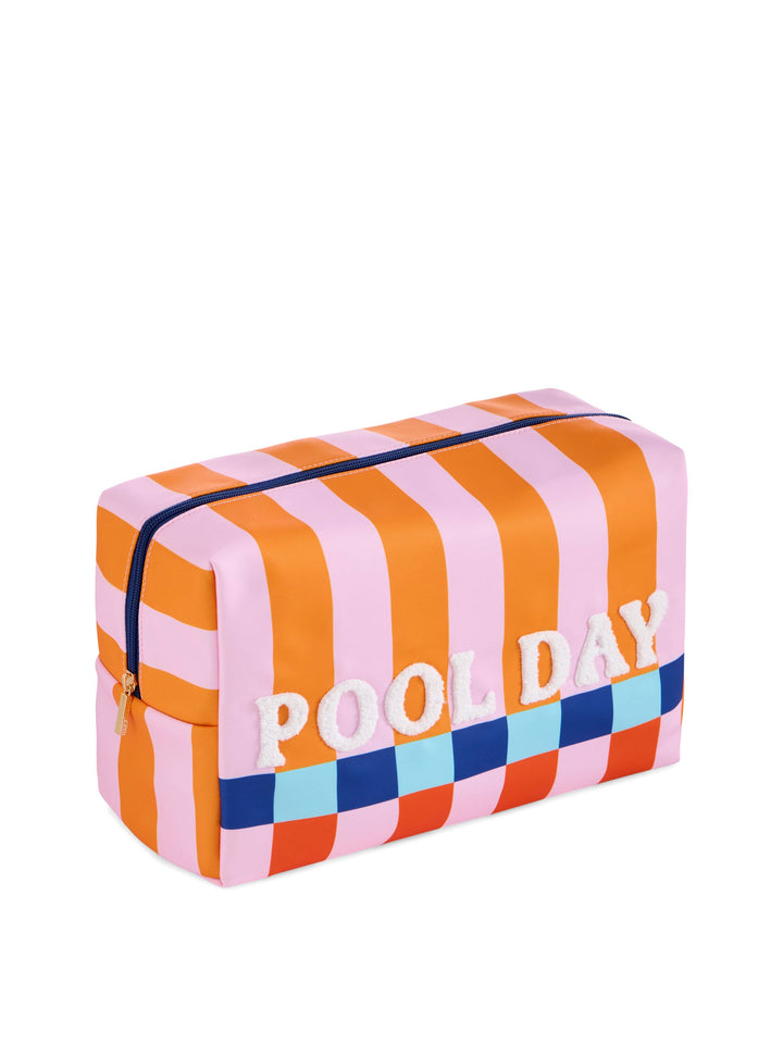 "POOL DAY" OVERSIZED ZIP POUCH,MULTI