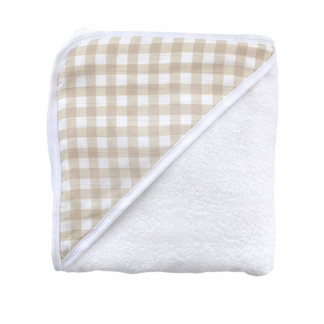 Gingham Bamboo Cotton Hooded Towel