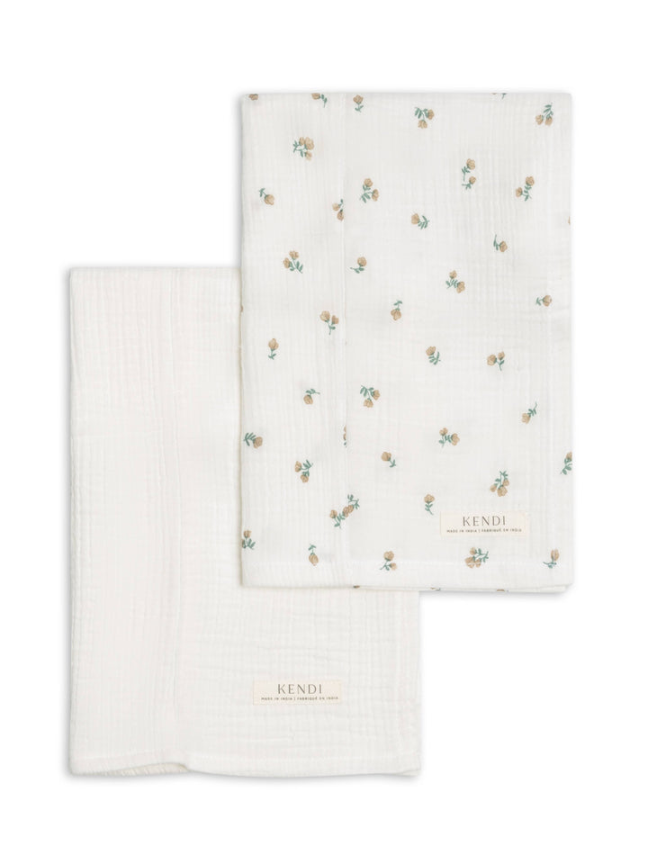 2-Pack Muslin Burp Cloths - Palmer Floral + Coconut