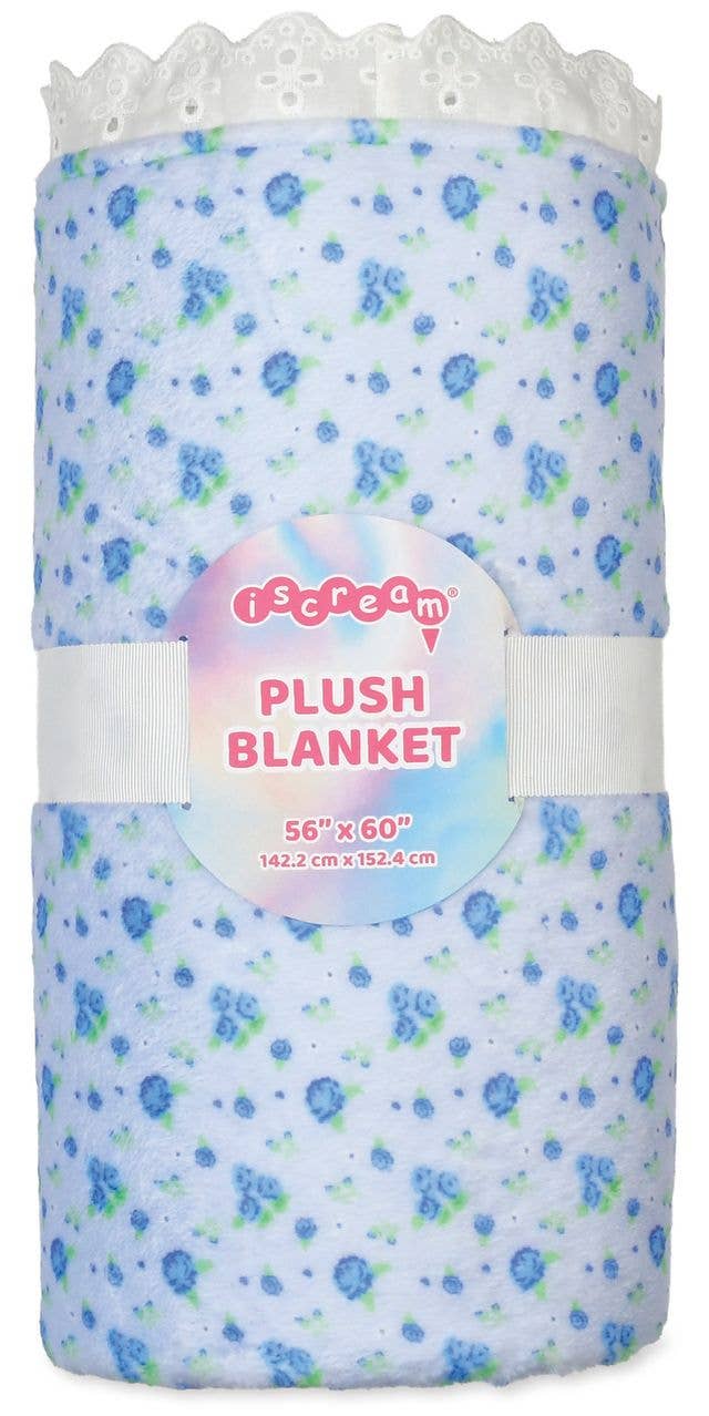 Blue Ditsy Plush Blanket
