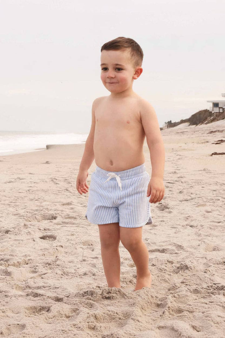 Boy's Swim Trunks | Seersucker Blue  0-3 months