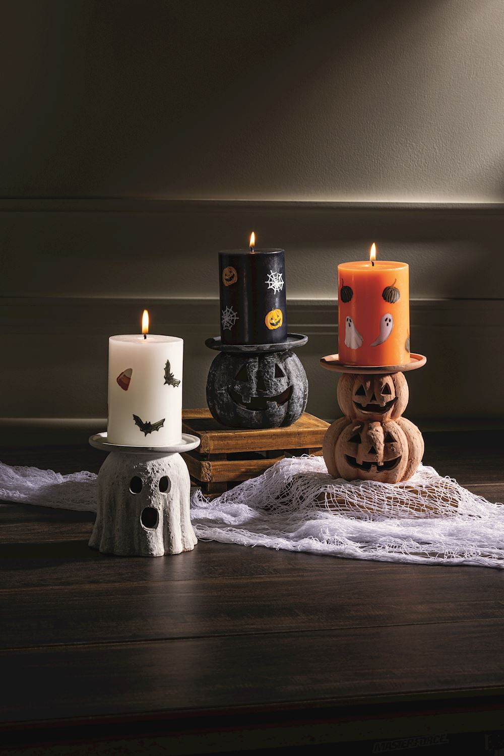 Stacked Pumpkin Halloween Pillar Holders