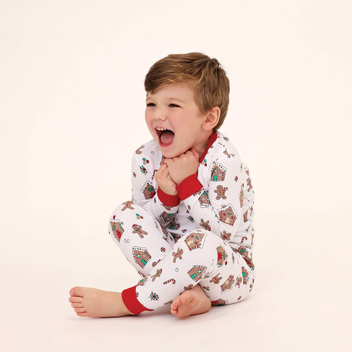 Gingerbread World Two Piece Pajama in White