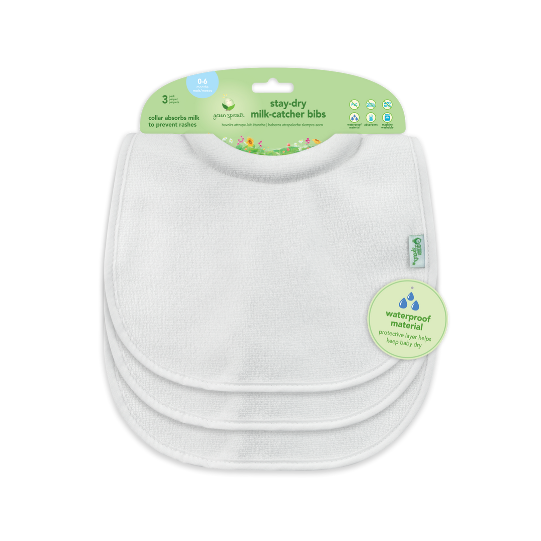 Stay-dry Milk-Catcher Bibs - 3 pack: White Set