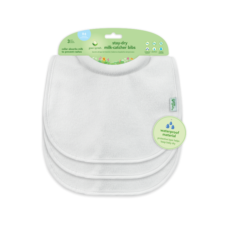 Stay-dry Milk-Catcher Bibs - 3 pack: White Set