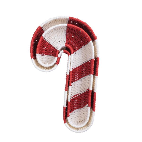 Candy Cane Woven Baskets Set of 2