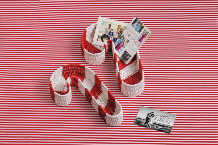 Candy Cane Woven Baskets Set of 2