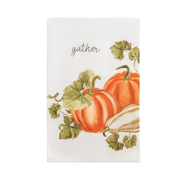 Stacked Pumpkins and Gather Towel Set of 2