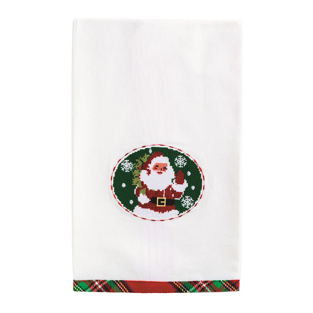 Santa Needlepoint Christmas Towel