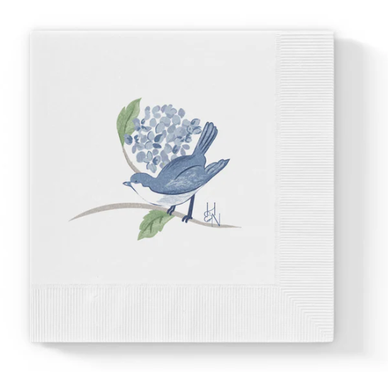 Paper Cocktail Napkins - Blue & White Bird