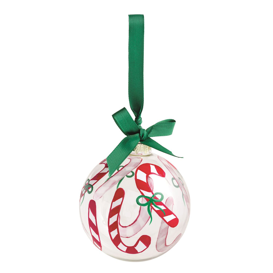Candy Cane Glass Ball Ornament