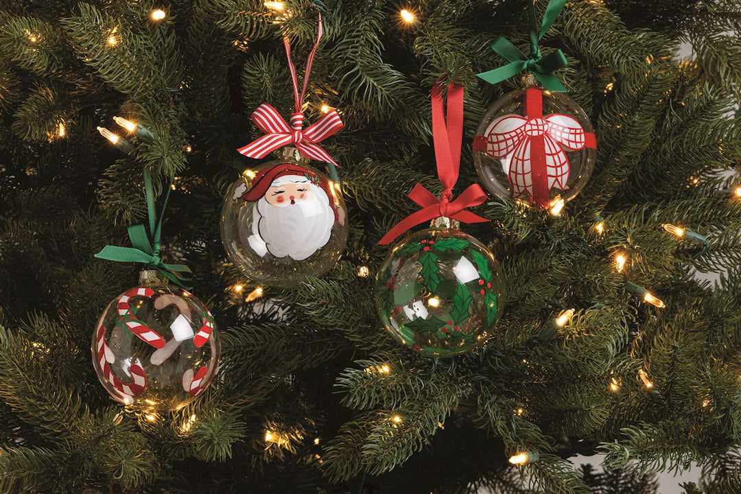 Holly Glass Ball Ornament