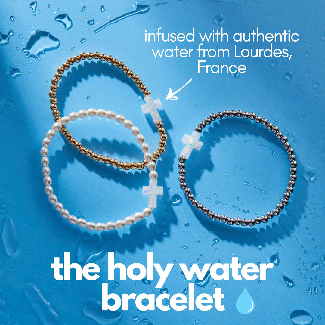 HOLY WATER STRETCH BRACELET: Crystal Pearl