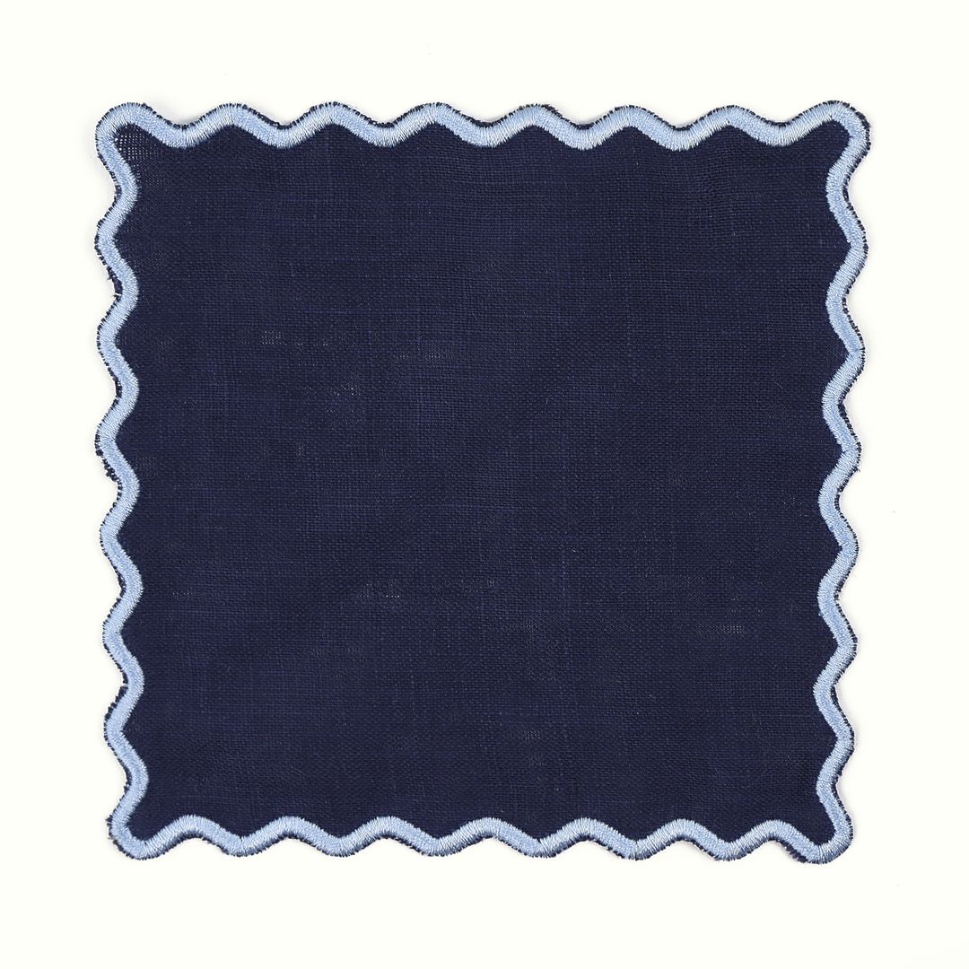 Navy Linen Square Cocktail Napkins - Set of 4