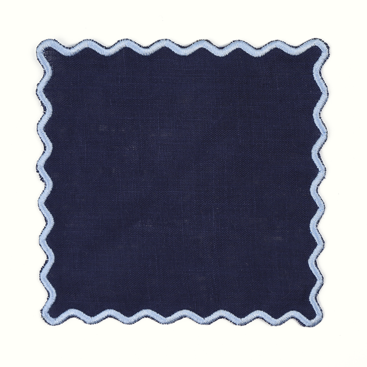 Navy Linen Square Cocktail Napkins - Set of 4