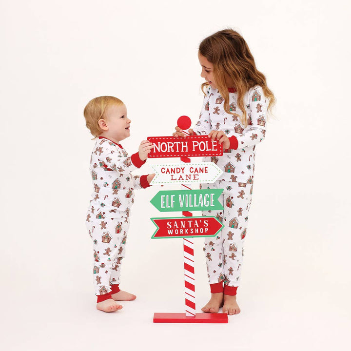 Gingerbread World Two Piece Pajama in White