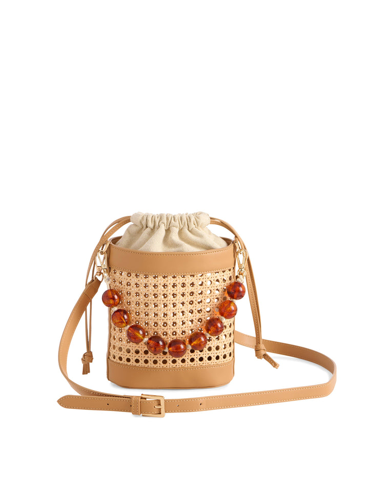 LYRA BUCKET BAG: TAN