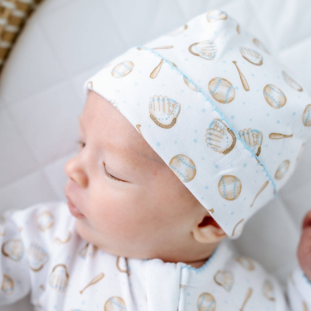 Precious Lil' Sluggers Print Zip Footie - Light Blue