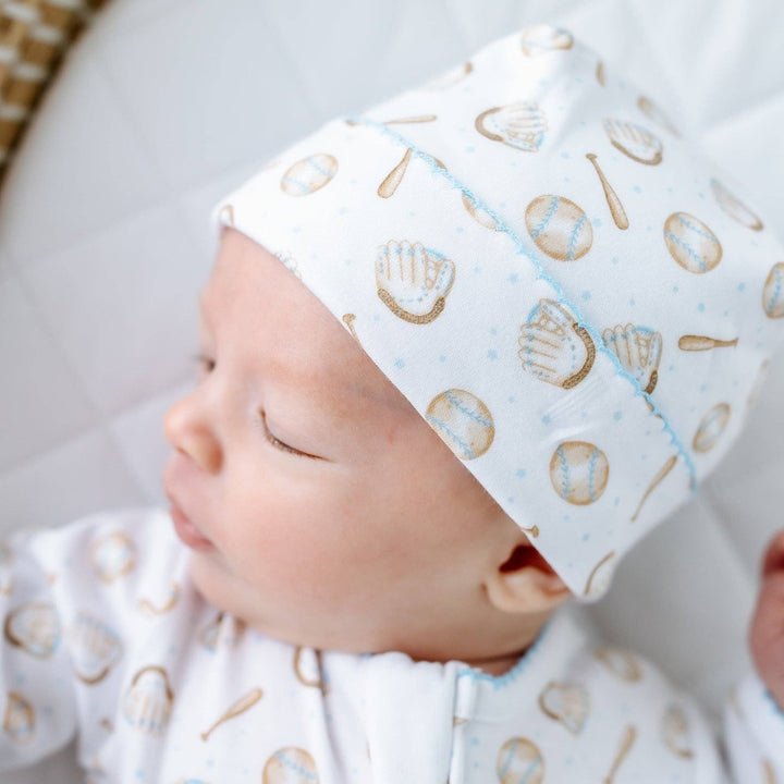 Precious Lil' Sluggers Print Zip Footie - Light Blue