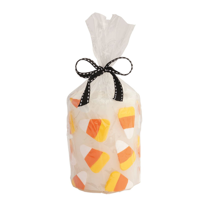 Candy Corn Pillar Candle