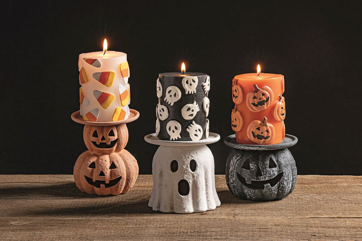 Candy Corn Pillar Candle