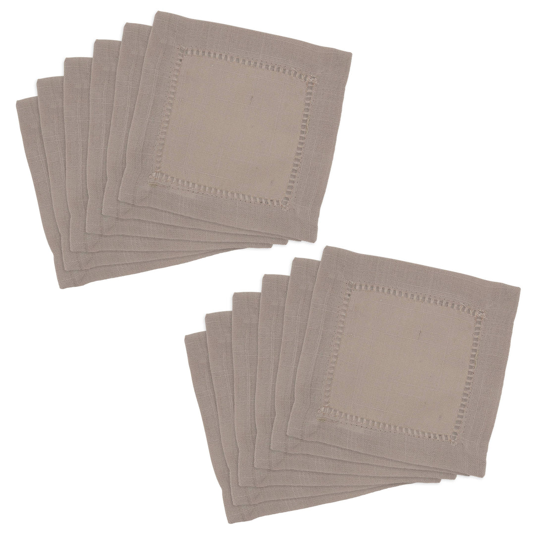 Cocktail Napkin With Hemstitch Border: Ivory / 6" set of 4