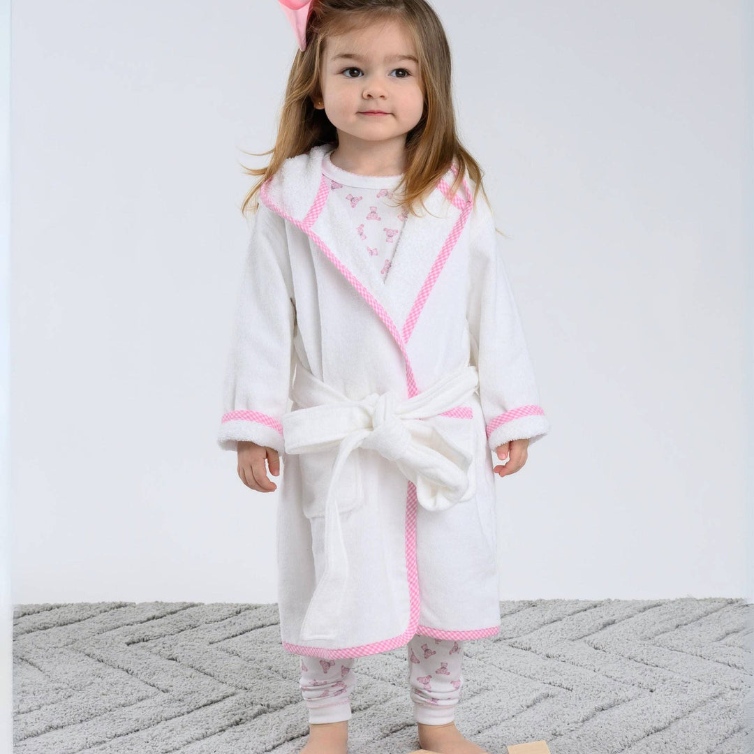 Essentials Pink Gingham Trim Bathrobe: 2/3T