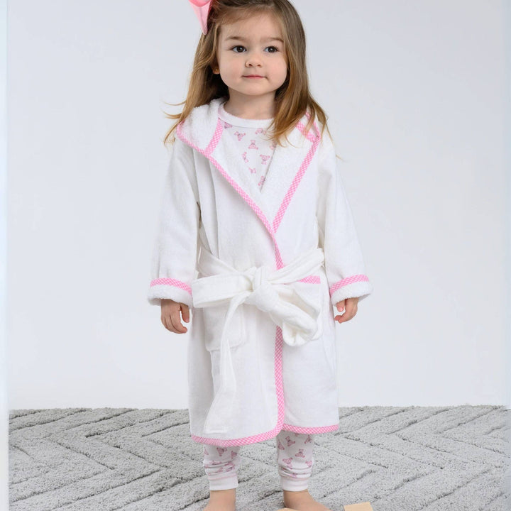 Essentials Pink Gingham Trim Bathrobe: 2/3T