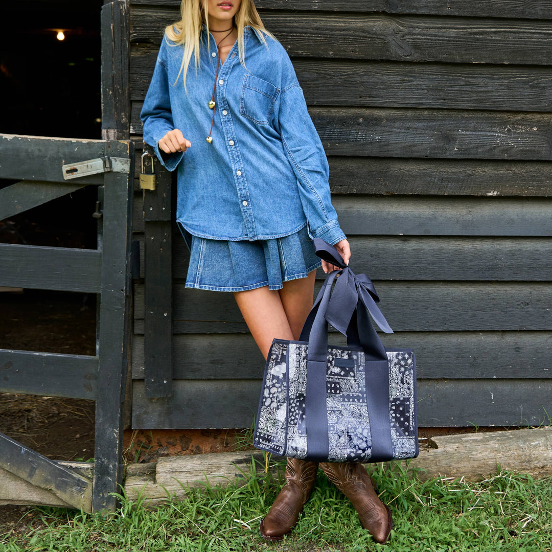 Case-Mate Navy Bandana Bow Jelly Tote Bag (Classic)