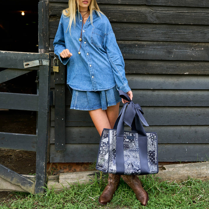 Case-Mate Navy Bandana Bow Jelly Tote Bag (Classic)